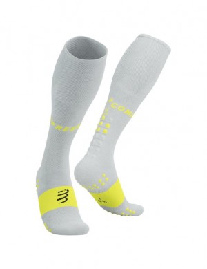 Férfi Compressport Full Socks Oxygen Futózokni Fehér Sárga | LASBXQM-30