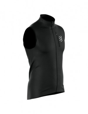 Férfi Compressport Hurricane Windproof Vest M Futókabát Fekete | JLQEAWF-36