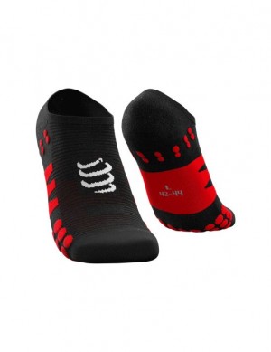 Férfi Compressport No Show Socks Futózokni Fekete Piros | VHONFDM-70