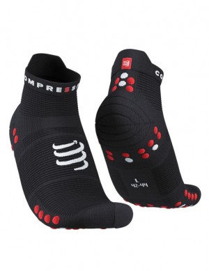 Férfi Compressport Pro Versenyautó Socks v4.0 Run Low Futózokni Fekete Piros | VWMTGBN-65