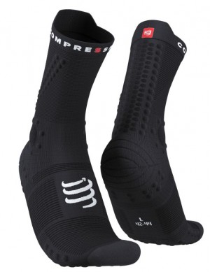 Férfi Compressport Pro Versenyautó Socks v4.0 Trail Futózokni Fekete | UFSYVCW-20