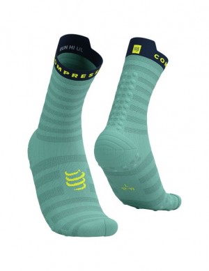 Férfi Compressport Pro Versenyautó Socks v4.0 Ultralight Run High Futózokni Kék | TAKZCWU-15