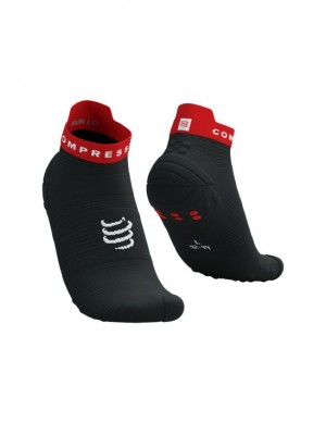 Férfi Compressport Pro Versenyautó Socks v4.0 Run Low Futózokni Fekete Piros | PCBXDSE-37