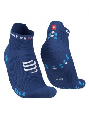 Férfi Compressport Pro Versenyautó Socks v4.0 Run Low Futózokni Kék | OZGNHCW-87