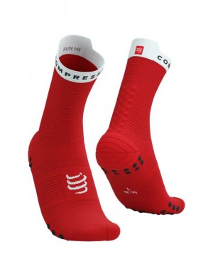 Férfi Compressport Pro Versenyautó Socks v4.0 Run High Futózokni Piros Fehér | AHRSMOD-08