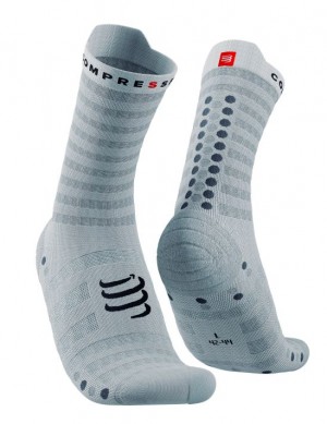 Férfi Compressport Pro Versenyautó Socks v4.0 Ultralight Run High Futózokni Fehér | XCHSWTY-19