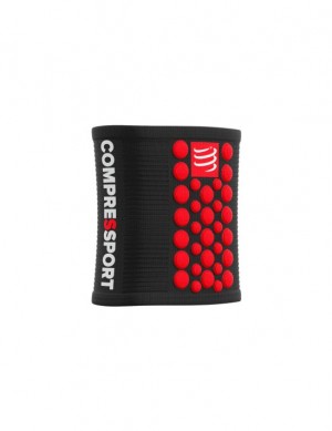 Férfi Compressport Sweatbands 3D.Dots Wrist Sweatbands Fekete Piros | TAVGRKI-60