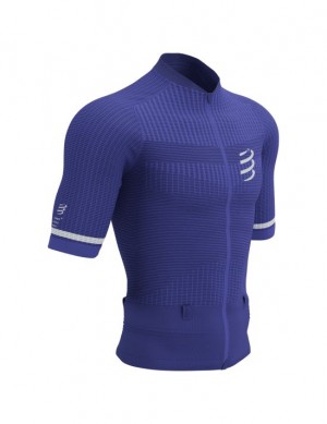 Férfi Compressport Trail Postural SS Top M Póló Kék | RZPFMHU-85