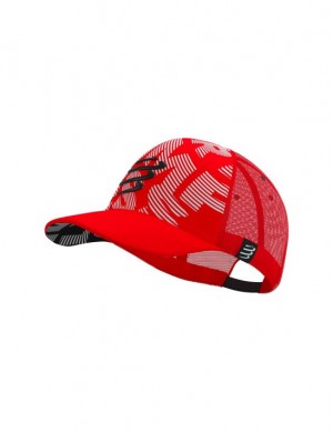 Férfi Compressport Trucker Cap Sapkák Piros Fehér | JRMBDXL-04