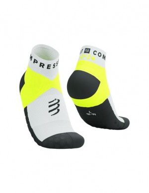 Férfi Compressport Ultra Trail Low Socks Futózokni Fehér Sárga | FMUYOQV-46