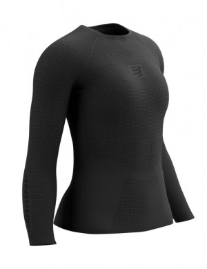 Női Compressport On/Off Base Layer LS Top W Póló Fekete | VOLWHTD-15