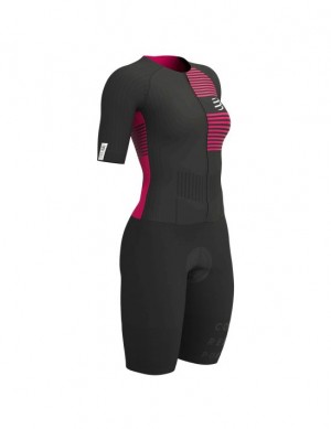 Unisex Compressport Aero SS Trisuit W Póló Fekete | CZPQXHB-41