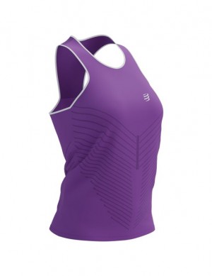 Unisex Compressport Performance Singlet W Póló Lila | PWKGQJD-38