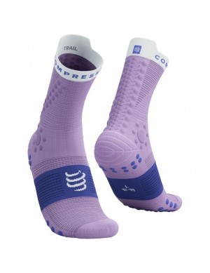 Unisex Compressport Pro Versenyautó Socks v4.0 Trail Zokni Kék | HQKPTMS-97