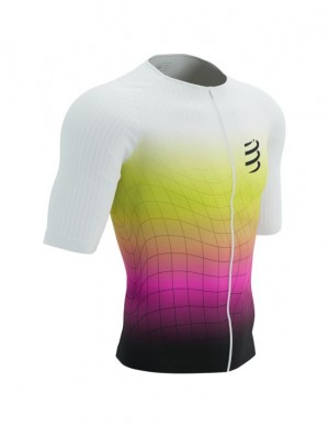 Unisex Compressport Tri Postural Aero SS Top M Póló Sárga Rózsaszín | ROAHNQE-64