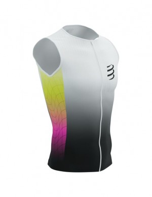 Unisex Compressport Tri Postural Aero Tank Top M Póló Sárga Rózsaszín | GROKVZU-29