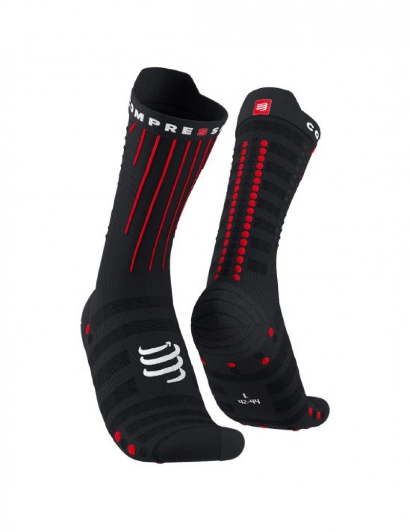 Férfi Compressport Aero Socks Cycling Socks Fekete Piros | FQZIJBY-75