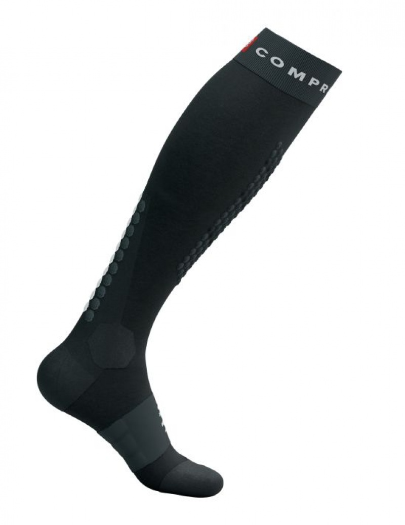 Férfi Compressport Alpine Ski Full Socks High Socks Fekete Szürke | NKBOELS-36