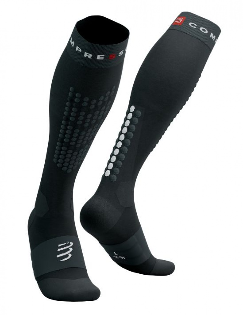 Férfi Compressport Alpine Ski Full Socks High Socks Fekete Szürke | NKBOELS-36