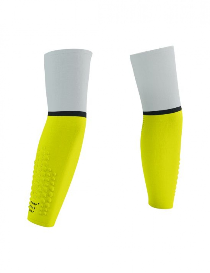 Férfi Compressport ArmForce Ultralight Compression Sleeves Fehér Sárga | IRTPNFH-47