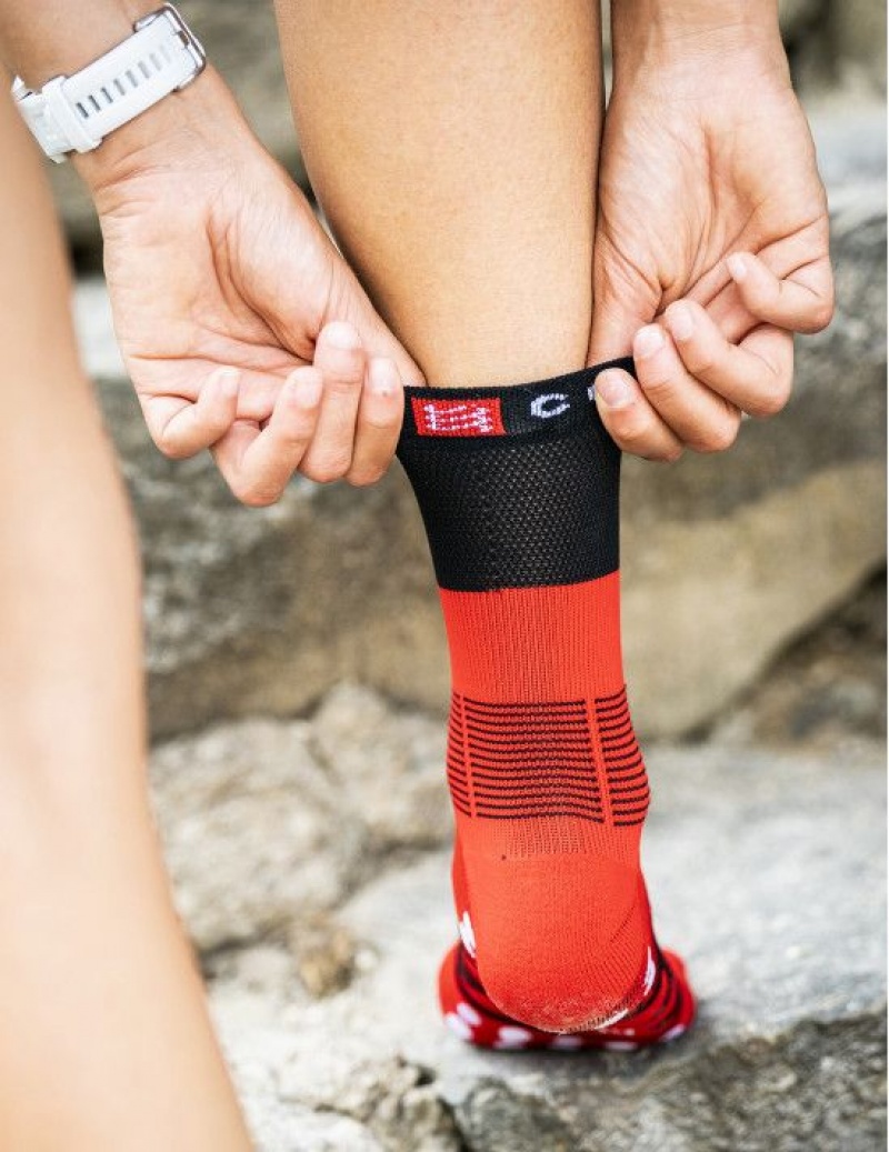 Férfi Compressport Fast Túrázáshoz Socks Hiking Socks Fekete Piros Fehér | DSKQHPM-90