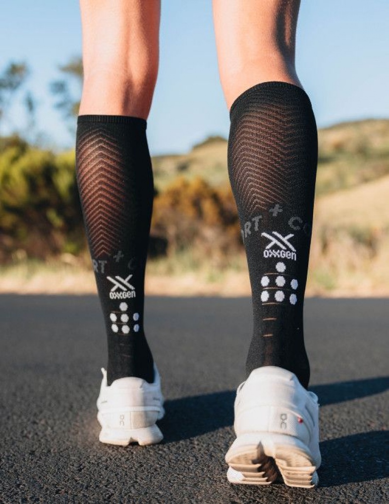 Férfi Compressport Full Socks Oxygen High Socks Fekete | LFYOJIB-64