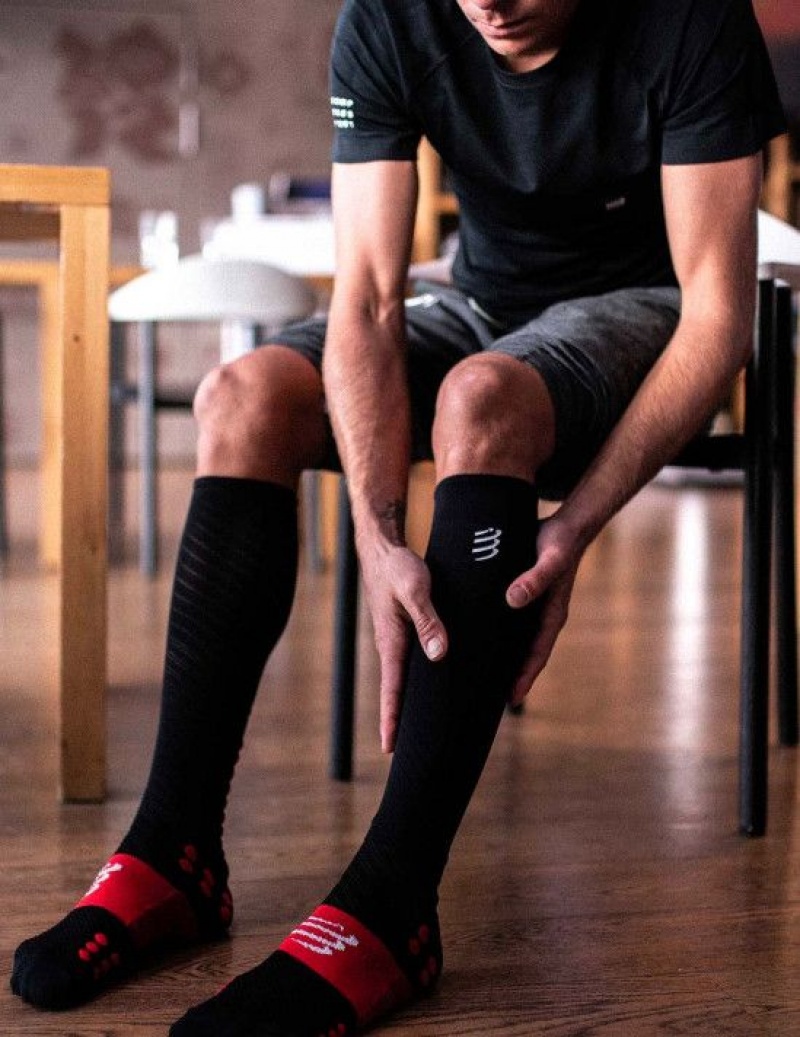 Férfi Compressport Full Socks Recovery High Socks Fekete | SAKGCIY-96