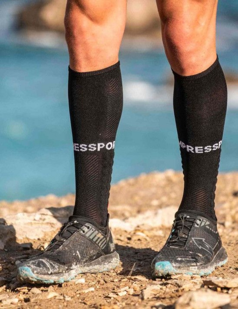 Férfi Compressport Full Socks Run Futózokni Fekete | VGLJHWD-85