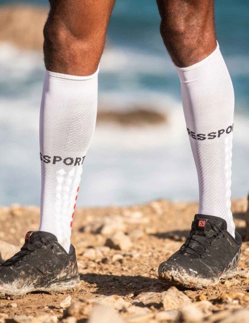 Férfi Compressport Full Socks Run Futózokni Fehér | HREZTXC-37