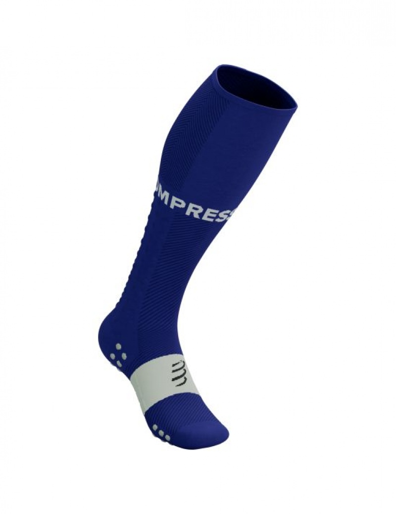 Férfi Compressport Full Socks Run High Socks Kék | UNIKXSC-31