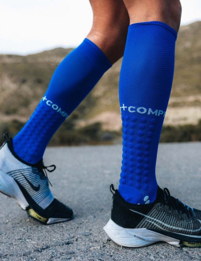 Férfi Compressport Full Socks Run High Socks Kék | UNIKXSC-31