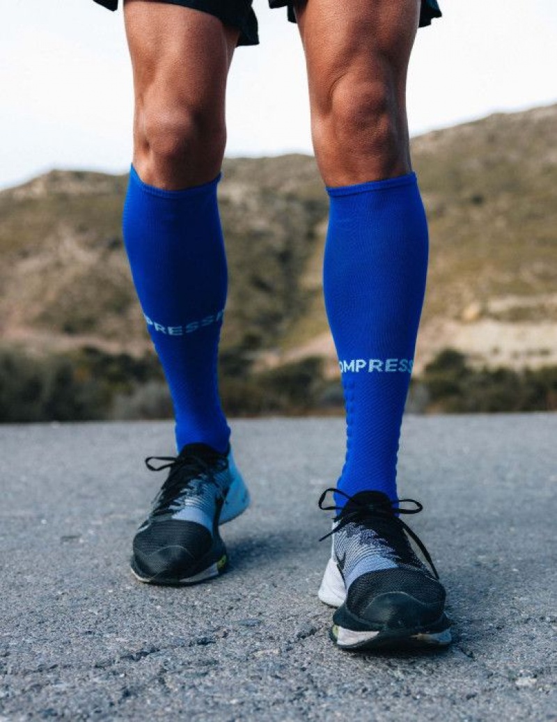 Férfi Compressport Full Socks Run High Socks Kék | UNIKXSC-31