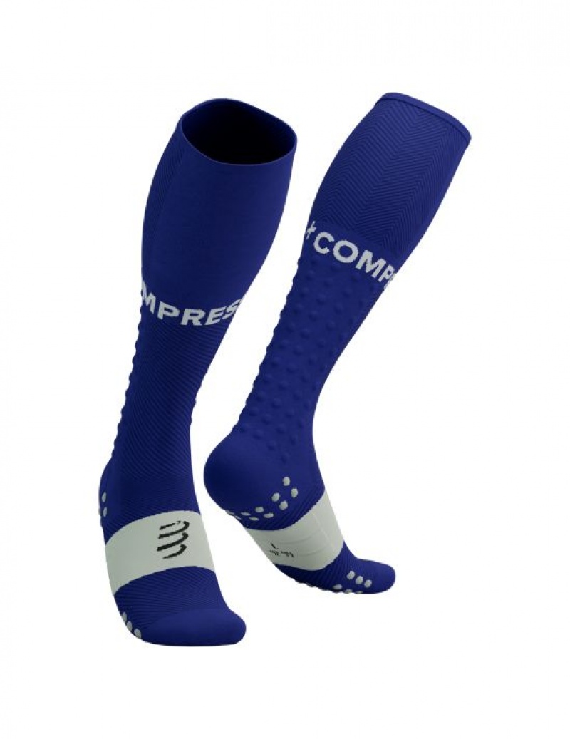 Férfi Compressport Full Socks Run High Socks Kék | UNIKXSC-31