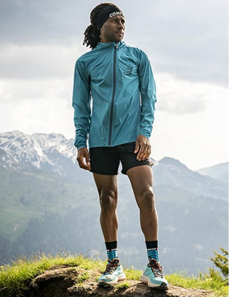 Férfi Compressport Hurricane Vízálló 10/10 Jacket Kabát Kék | UOZLBJE-82