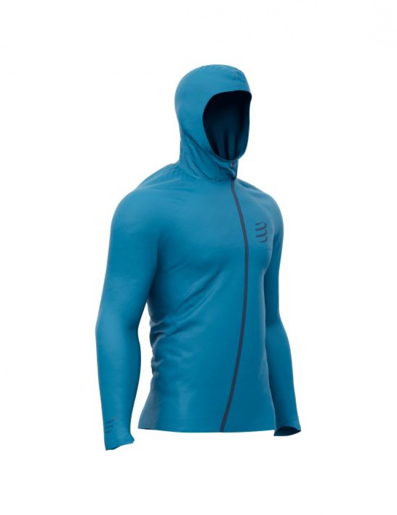 Férfi Compressport Hurricane Vízálló 10/10 Jacket Kabát Kék | UOZLBJE-82