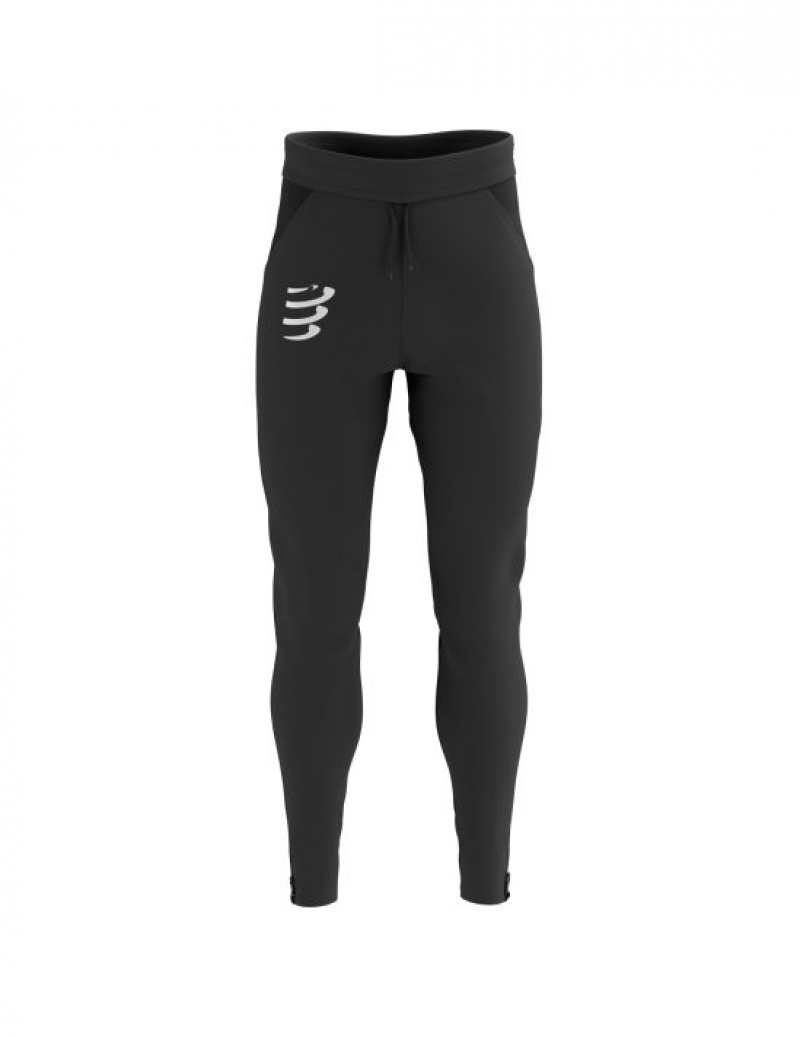 Férfi Compressport Hurricane Windproof Seamless Pants Nadrág Fekete | OYATMLK-90