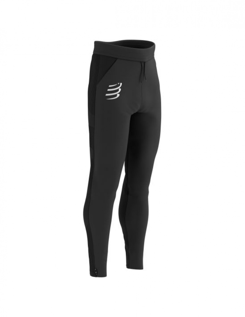 Férfi Compressport Hurricane Windproof Seamless Pants Nadrág Fekete | OYATMLK-90