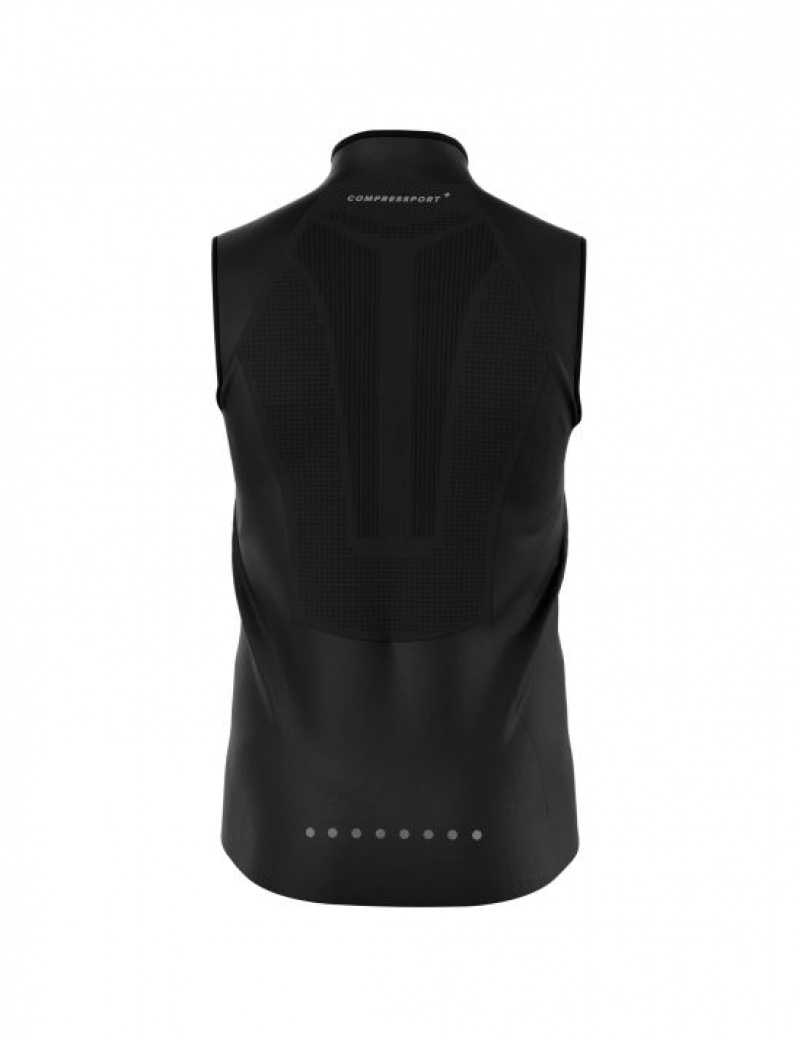 Férfi Compressport Hurricane Windproof Vest M Futókabát Fekete | JLQEAWF-36