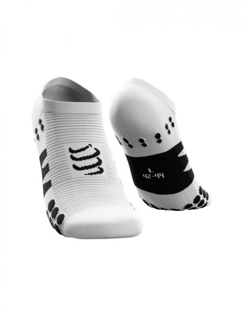 Férfi Compressport No Show Socks Futózokni Fehér Fekete | SALRGDM-78