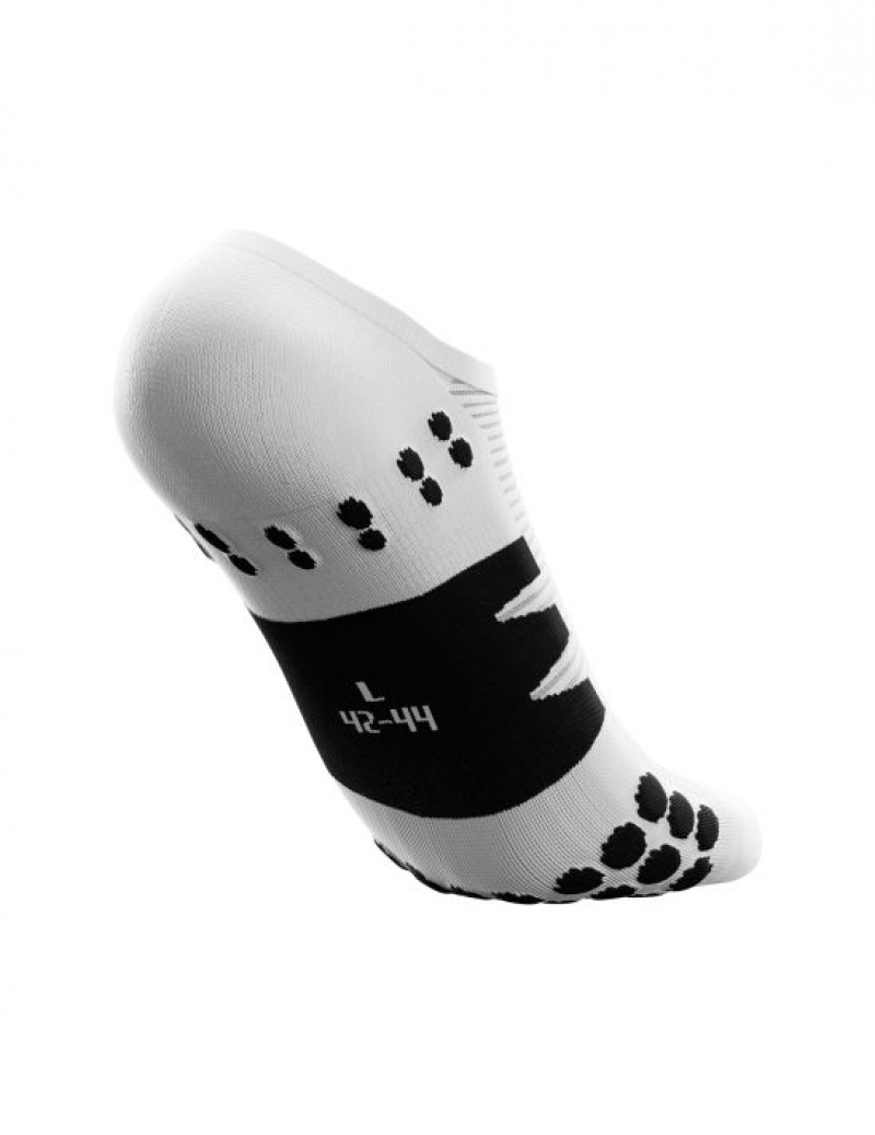 Férfi Compressport No Show Socks Futózokni Fehér Fekete | QWJEOXP-61