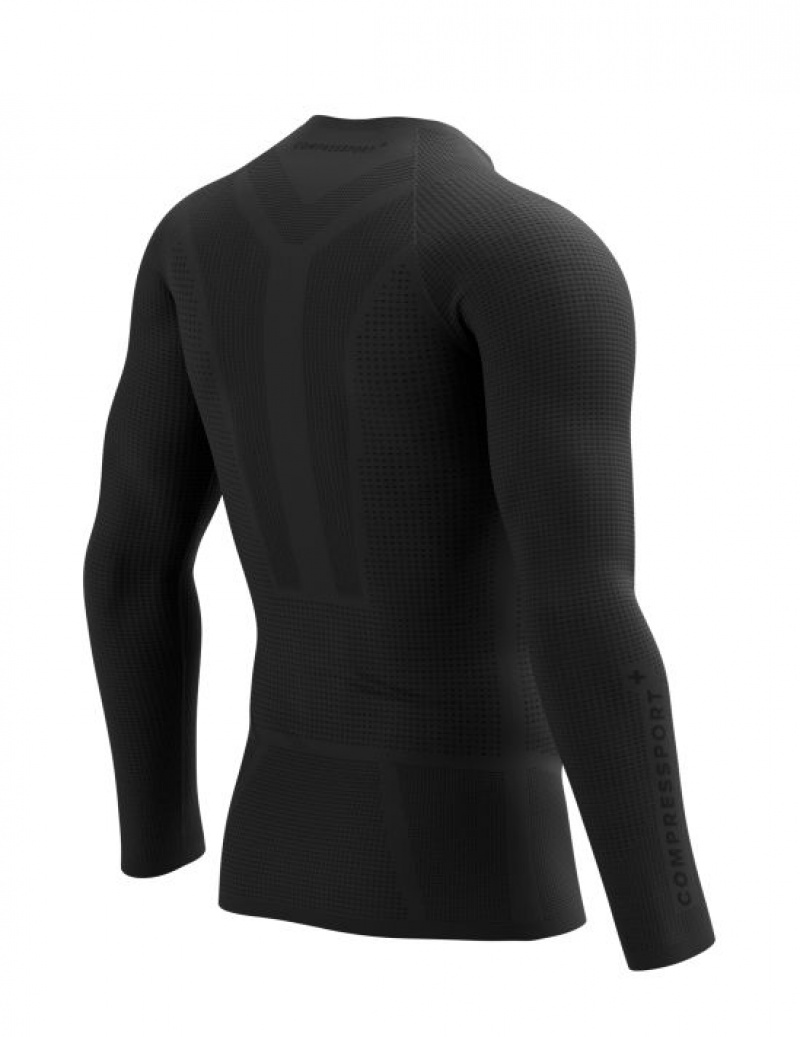 Férfi Compressport On/Off Base Layer LS Top M Futóingek Fekete | QDVEMGS-15