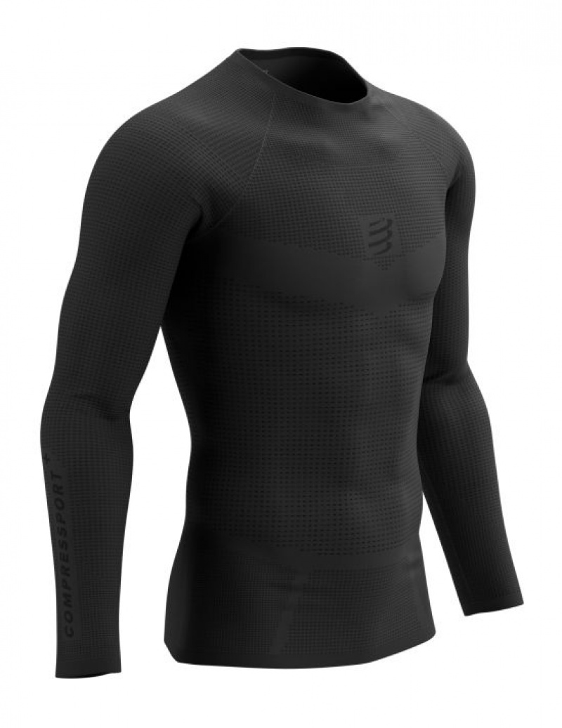 Férfi Compressport On/Off Base Layer LS Top M Futóingek Fekete | QDVEMGS-15