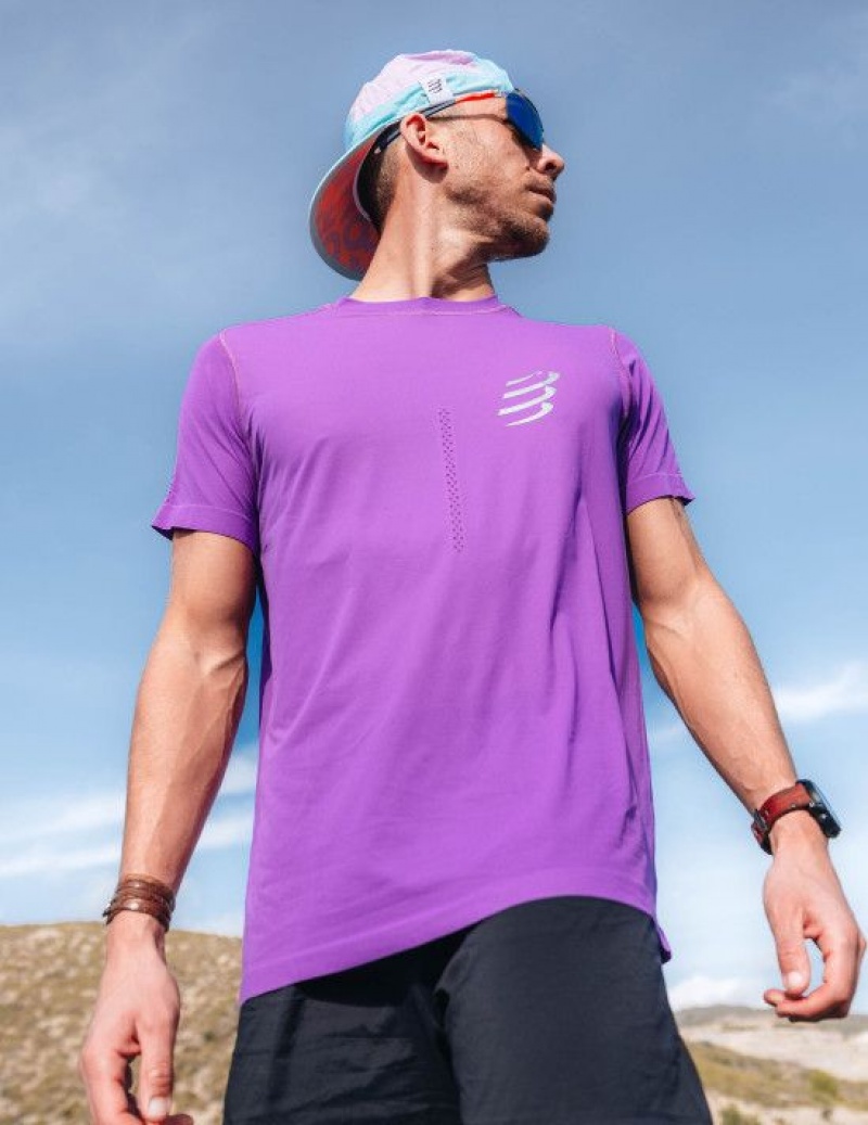 Férfi Compressport Performance SS Tshirt M Póló Lila | PJHYGLV-47