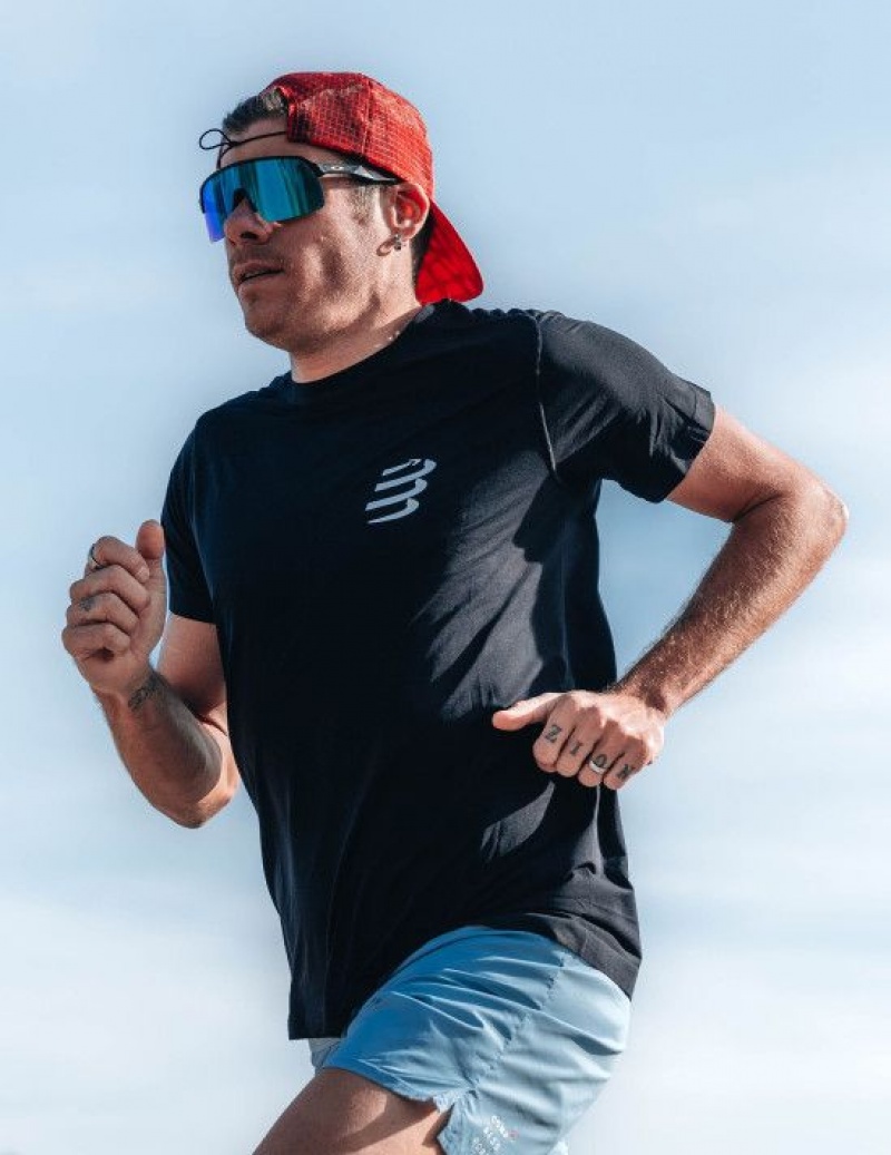 Férfi Compressport Performance SS Tshirt M Póló Fekete Fehér | IBMHAZY-85