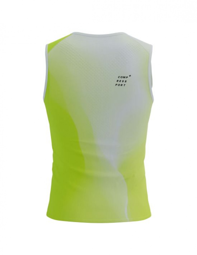 Férfi Compressport Performance Tank M Póló Sárga | DKFVJES-80