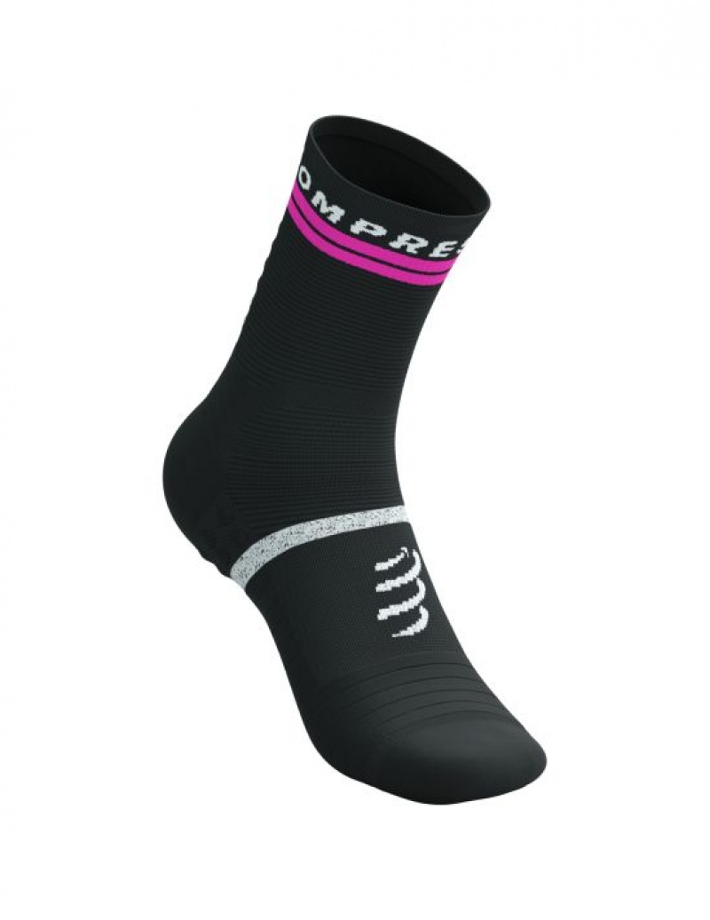 Férfi Compressport Pro Marathon Socks V2.0 Futózokni Fekete Sárga Rózsaszín | TFLJRUV-58