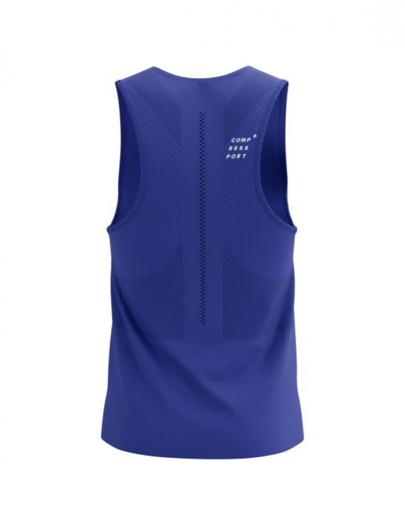 Férfi Compressport Pro Versenyautó Singlet M Póló Kék | GEOZRAH-40