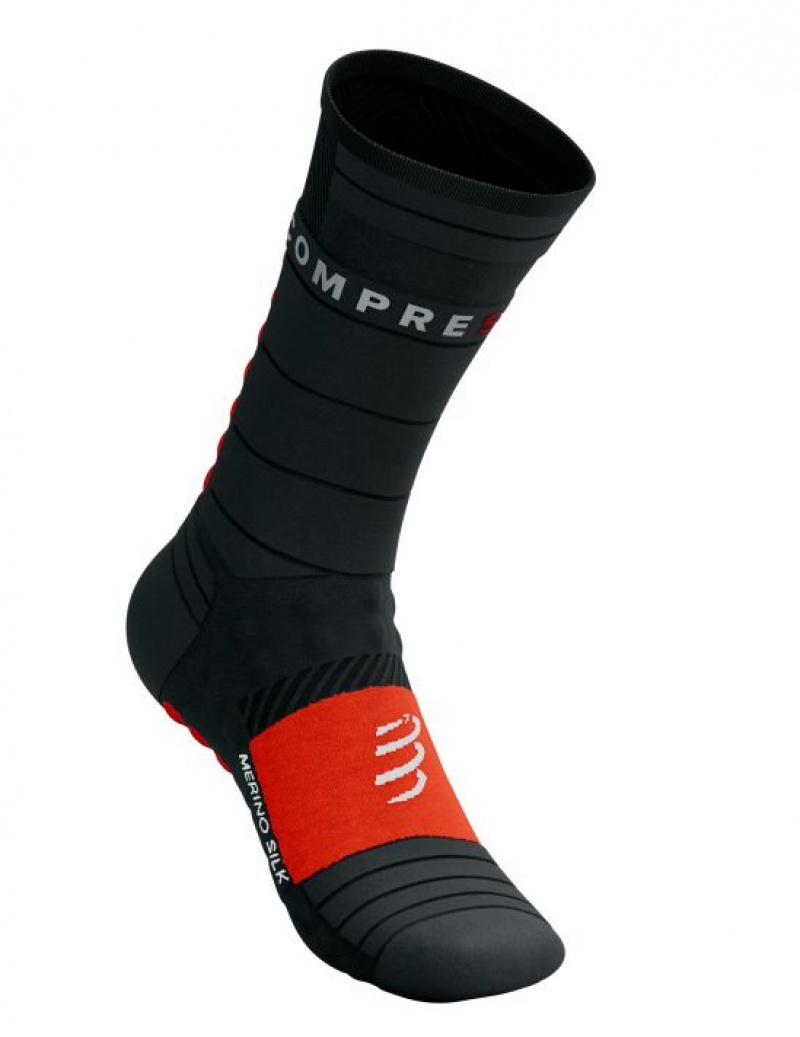 Férfi Compressport Pro Versenyautó Socks Téli Run Futózokni Fekete Piros | NCWYOUZ-93