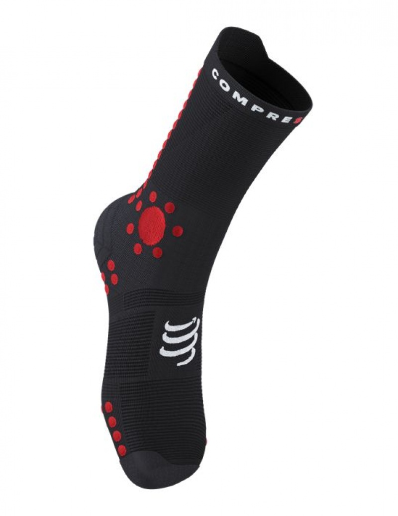 Férfi Compressport Pro Versenyautó Socks v4.0 Trail Futózokni Fekete Piros | WZKNEBD-74