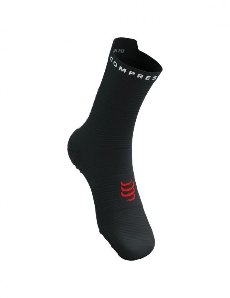 Férfi Compressport Pro Versenyautó Socks v4.0 Run High Futózokni Fekete Fehér | VTJBSLP-02